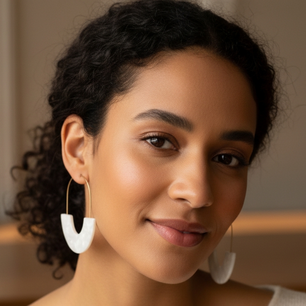 White Thread Through Earrings - image 1